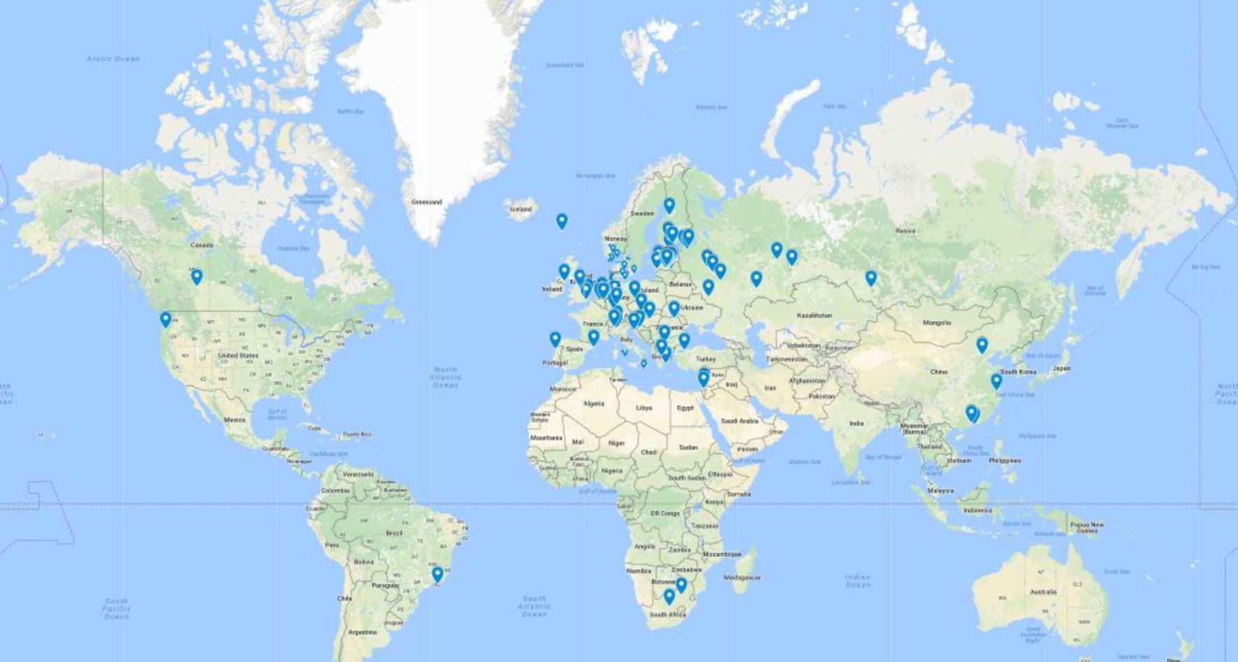World Map of Participants - Riga 2017