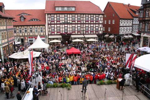 Crowds at the market place in Wernigerode