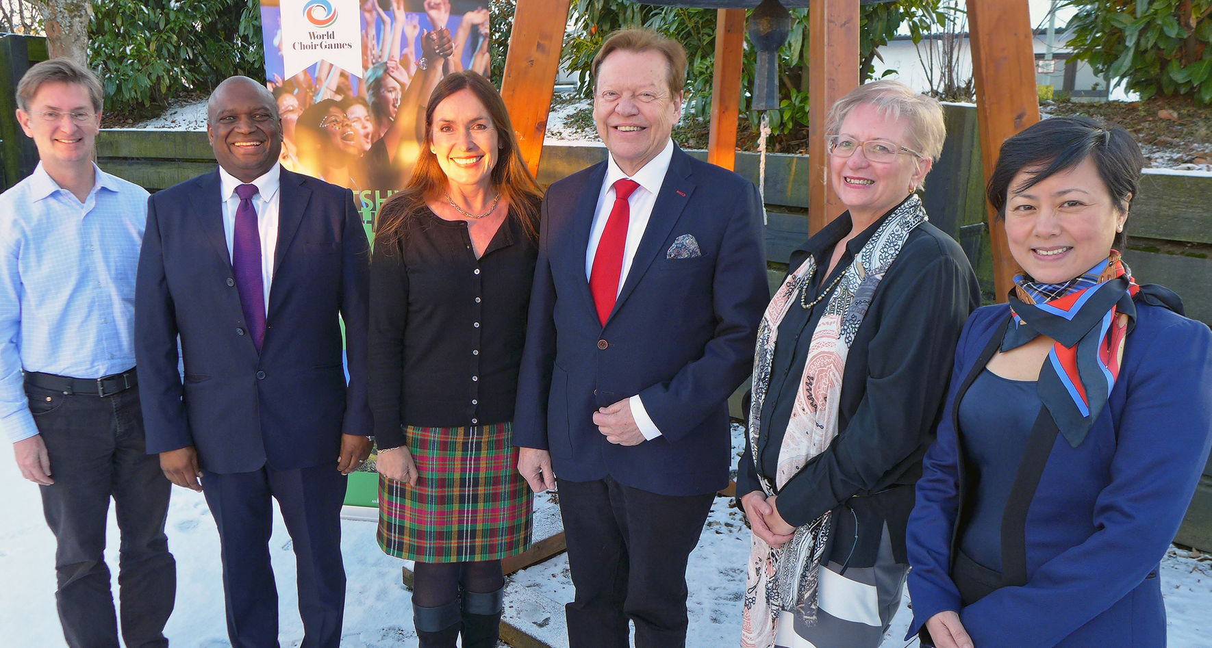 Stefan Bohländer, INTERKULTUR Vice President; Ali Mpofu, CEO ACDF; Trish Downing, Marketing and Sponsoring; Günter Titsch, INTERKULTUR President; Alta Mare, Program Director ACDF; Qin Wang, First Vice President, General Director INTERKULTUR China 