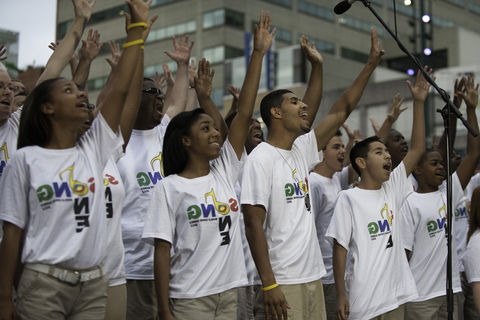 Kids singing together