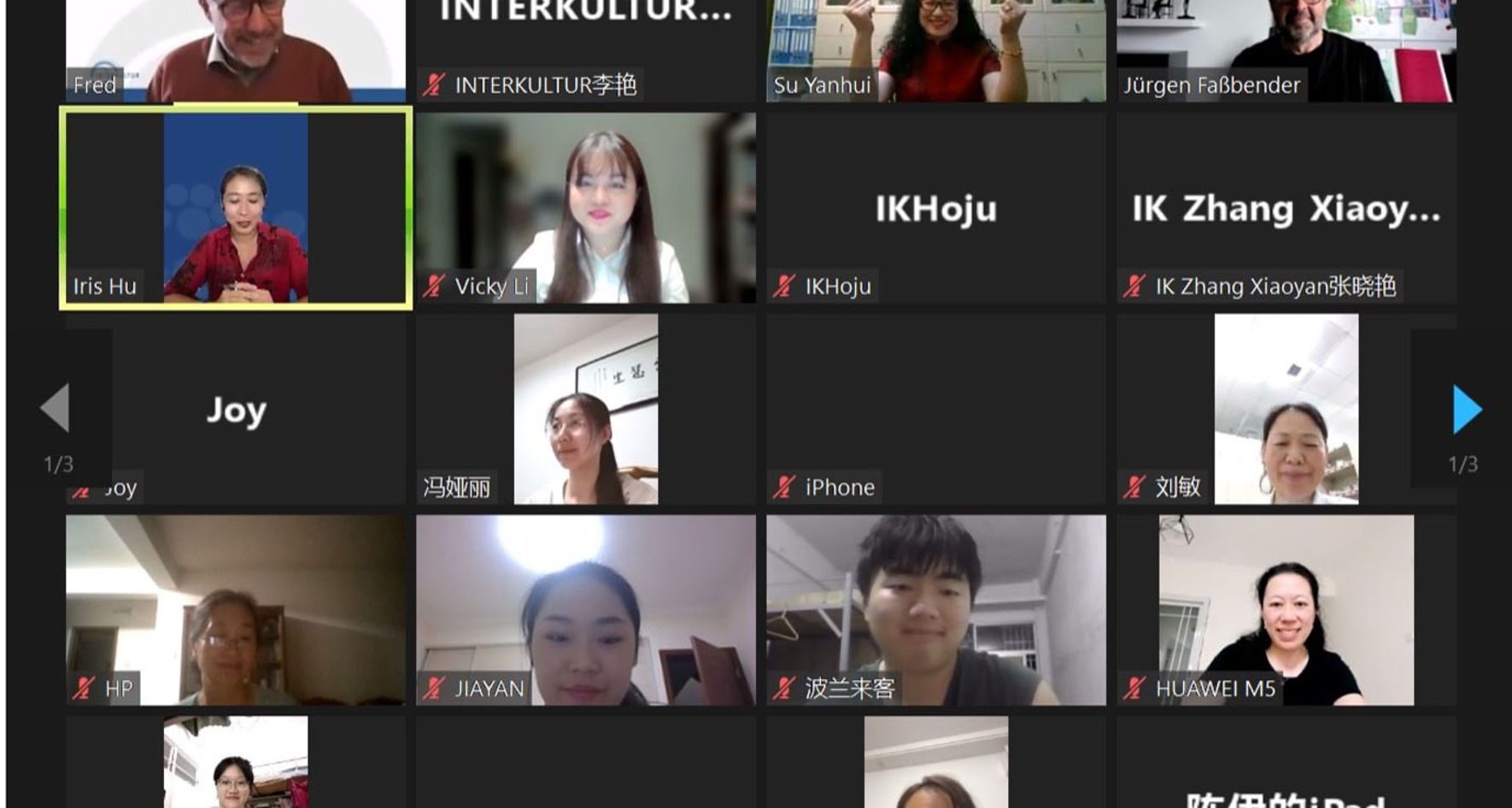 Screenshot of "Hello Council" Online Meeting © INTERKULTUR China