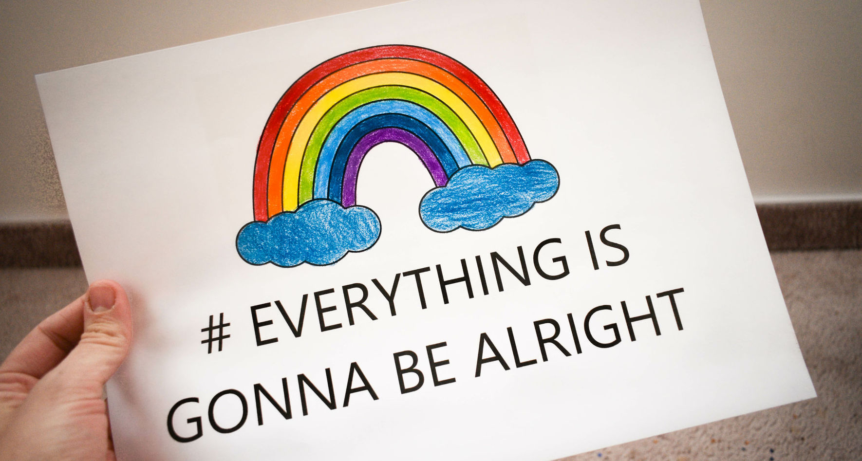 Rainbow with text: Everything is gonna be alright © Adobe Stock